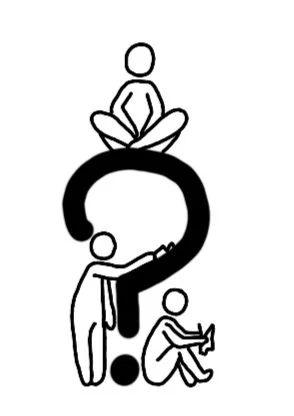 A doodle with an interrogation mark